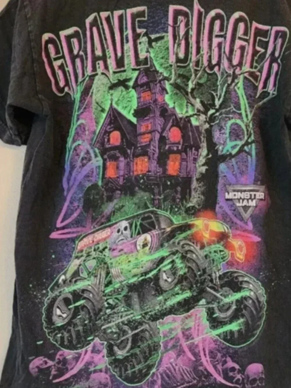 Vintage Grave Digger Monster Jam Tee Retro Horror Truck Y2K Streetwear Shirt